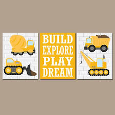 Construction Wall Art Canvas Or Prints Dump Truck By Trmdesign Construction Nursery Decor Construction Nursery Art Wall Kids