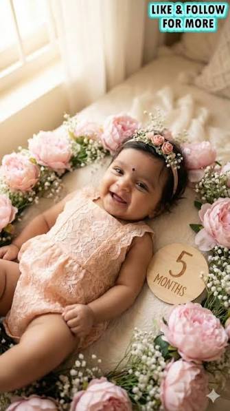 Pink Floral Wreath 5-Month Baby Milestone