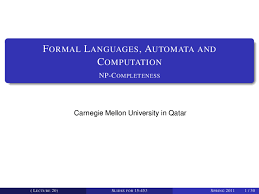 Pdf | this book on theory of automata introduces the theoretical basis of computational models, starting with meaning of the sentence. Np Completness Formal Languages Automata And Computation Lecture 20 Slides Computer Science Docsity