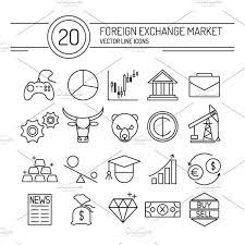 Vector Forex Line Icons Set Line Icon Icon Set Icon