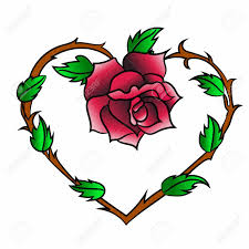 A rose tattoo with just the head may depict different aspects of life for you, but a rose with thorns can add a depth of meaning and take the attention. Rose With Leaves And Thorns On The Background Of The Heart Tattoo Designs Royalty Free Cliparts Vectors And Stock Illustration Image 98858286