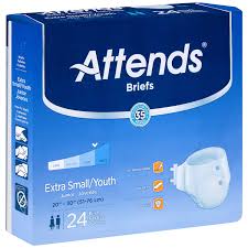 Attends Incontinence Care Briefs For Youths X Small 24 Count Pack Of 4