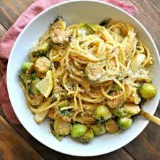 Vegan One Pot Creamy Garlic Brussels Sprouts Pasta Rabbit And Wolves Easy Pasta Recipes Brussel Sprouts Easy Pasta