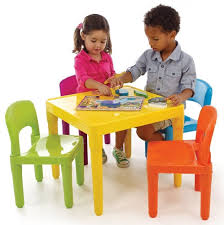 Table Chair Set 4 Kids Tot Tutors Plastic Primary Play Activity Children Colors