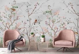 Flowers Birds Floral Background Wallpaper Self Adhesive Peel Etsy In 2021 Wallpaper Walls Decor Wall Wallpaper Floral Wallpaper Bedroom