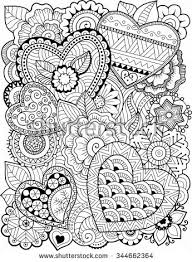 Vector Coloring Book For Adult Hearts And Flowers Heart Coloring Pages Coloring Pages Coloring Books
