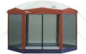 The curtains look beautiful tied around the corners of the canopy and can be moved across to block the sun or protection from a light rain. Amazon Com Coleman Screened Canopy Tent With Instant Setup Outdoor Canopy And Sun Shade With 1 Minute Set Up Sports Outdoors