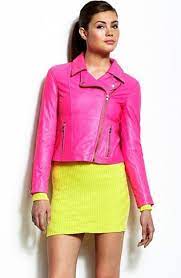 Neon Leather Biker Jacket In Salmon Rose Neon Outfits Clothes Design Vip Fashion Australia