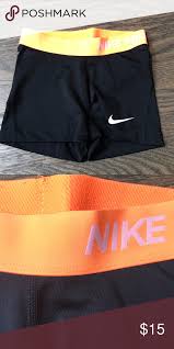 Black And Orange Nike Shorts Nike Pro Spandex Black With Orange Band 2nd Picture Shows True Color Nike Shorts Nike Pro Spandex Nike Pros Orange Band
