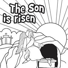 Bible coloring page illustrating that jesus is alive and has risen to heaven. He Is Risen Coloring Page Part 1