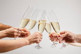 Some platforms include stylized links to mark the clinking. Cropped View Of Men And Women Clinking Champagne Glasses With Sparkling Wine Isolated On Grey Free Stock Photo And Image