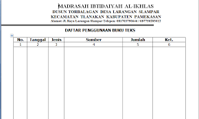 Contoh format buku tamu kantor desa. Contoh Dokumen Daftar Penggunaan Buku Teks Untuk Perlengkapan Berkas Perpustakaan Sekolah Perangkat Akreditasi Sekolah