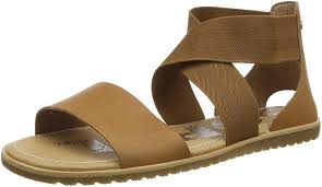 Sorel Womens Ella Leather Ankle Flat Sandals Brown 10 5 Medium B M Snow Boots Amazon Com