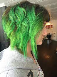 Electric Green Ombre With Dark Roots Light Green Dark Green Ombre Maven Hair Beauty Green Hair Long Hair Styles