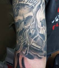 Bite The Bullet Tattoo 60 Bullet Tattoos For Men A Shot Of Design Ideas Bullet Tattoo Tattoos For Guys Tattoos