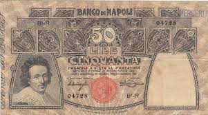 Siamo nella napoli del '500, la citt della ricchezza definita spagnolesca e della grandiosit di edifici monumentali. Banknote Italy 50 Lire Banco Di Napoli 1914