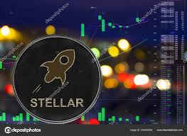 Coin Cryptocurrency Stellar On Night City Background And