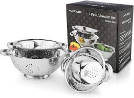 Just for fun quiz / how do you spell that? Home Kitchen Avador Stainless Steel Colanders Set Of 3 Colanders Food Strainers