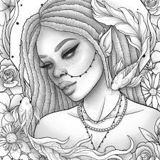 Search through 623,989 free printable colorings at getcolorings. Printable Coloring Page Black Girl Dreadlocks Floral Etsy