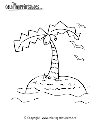 Summer holiday lifebelt and exotic palm trees on tropical island background blue ocean landscape. Coloring Page Of An Island Coloring Home