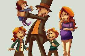 If Professor Layton And Claire Had A Family Together Geez That S A Lot Of Kids And There S Another One Coming Seeing That C Professor Layton Layton Professor