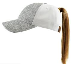 Messy Bun Ponytail Hat Pony Cap For Women Messy Bun Hat Etsy Ball Cap Messy Bun Hat Glitter Baseball