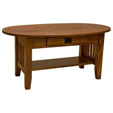 Handmade amish furniture custom built to order by skilled amish craftsmen. 42 Oval Amish Mission One Drawer Coffee Table Made In Usa