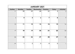 Free january 2021 calendar botanical. Printable 2021 Blank Calendar Templates Calendarlabs