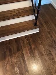 Duraseal Dark Walnut With Satin Finish Floors Are Select White Oak And Stair Tread Is Red Oak Wood Floor Colors Wood Floor Stain Colors Hardwood Floor Colors