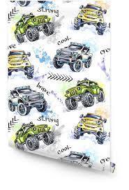 Tons of awesome monster truck wallpapers to download for free. Watercolor Seamless Pattern Cartoon Monster Trucks Colorful Extreme Sports Background 4x4 Vehicle Suv Off Road Lifestyle Man S Hobby Transport Wallpaper Roll Pixers We Live To Change