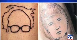 In democatic candidate sanders's home state of vermont a tattoo is giving supporters free tattoos of his face on their body. Vermont Tattoo Artist Offering Free Bernie Sanders Ink
