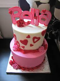 This homemade chocolate cake with vanilla buttercream is decorated with ombre hearts. 1st Birthday Valentines Day Theme 1st Birthday Ideas