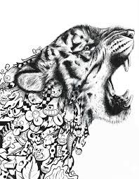 A3 Print On Thick White Paper 300 G M Limited Edition Of 100 Meaning Once The Limited Edition Has Sold Out Graffiti Doodles Tiger Art Doodle Art Drawing