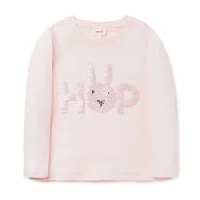 100 Cotton Slub Long Sleeve T Shirt Features Front Placement Flip Sequin Bunny Tisort Modelleri Tisort Nakis