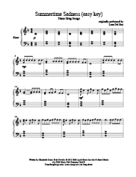 Summertime Sadness Lana Del Rey Easy Piano Sheet Music Sheet Music Summertime Sadness Music Printables