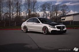 White Mercedes C Class Boasting Black Custom Vented Hood Custom Vent Hoods Mercedes C Class