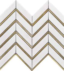 Black And White Mosaic Tile Backsplash Inlay Brass Gold Hexagon White Tile In 2020 Chevron Tile Black Tiles White Tiles