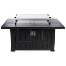 Ideal for rectangle and trough style fire pits. 52 Aluminum Propane Gas Fire Pit Table Black With Black Clip Wind Guard Evfp 5235 Al Set 2