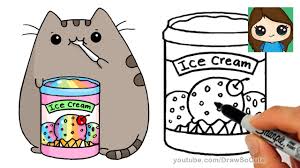 Add the detailing to his hair, draw the shape of his neck and then draw the. How To Draw Tub Of Rainbow Ice Cream Pusheen Youtube