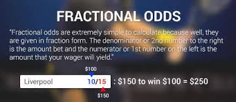 How probable something is, expressed as a pair of numbers or a percentage, for example when betting Fractional Odds Explained Convert Fractional Odds To Decimal