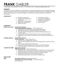 Best Chemical Technician Resume Example Livecareer