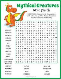 Your Students Will Enjoy Looking For All Of The Fun Mythical Creatures Hidden In This Puzzle Worksheet The Words Are Mythical Creatures Mythical Fantasy Words