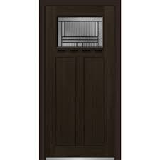 Mmi Door 36 In X 80 In Brighton Glass Right Hand Craftsman 2 Panel 1 Lite Stained Fiberglass Fir Prehung Front Door With Shelf Brown Decor Tall Cabinet Storage Glass