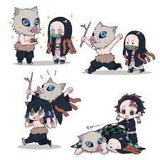 嘴平伊之助ᵃⁿᵈ竈門禰豆子ᵃⁿᵈ竈門炭治郎 slayer anime slayer meme anime heaven