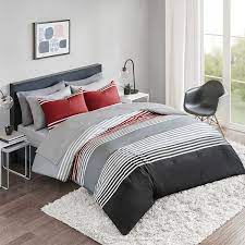 Free shipping on selected items. Amazon Com Comfort Spaces Colin 9 Piece Comforter Set All Season Microfiber Stripe Printed Bedding And Sheet With 2 Side Pockets Full Red Grey Home Kitchen