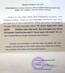 Saya yang bertanda tangan di bawah ini Surat Permohonan Maaf Resmi Kami