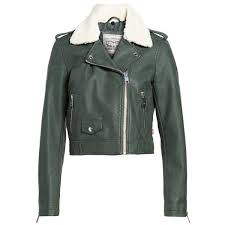 Women S Levis Sherpa Faux Leather Moto Jacket With Faux Fur Collar 265 Brl Liked On Polyvore Featur Green Moto Jacket Green Faux Leather Jacket Womens Levi