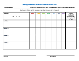 Therapy Homework Parent Communication Chart