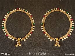 Chain patti ruby green pearl moti antique payal