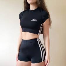 Black Adidas Crop Tops For Girls 65 Shorts Available On Etsy Com Crop Top Outfits Top Outfits T Shirt Crop Top